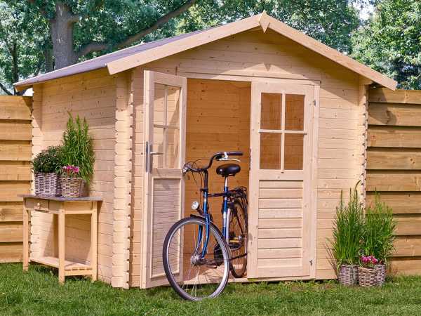 Gartenhaus Blockbohlenhaus Newport 18 mm naturbelassen inkl. Boden