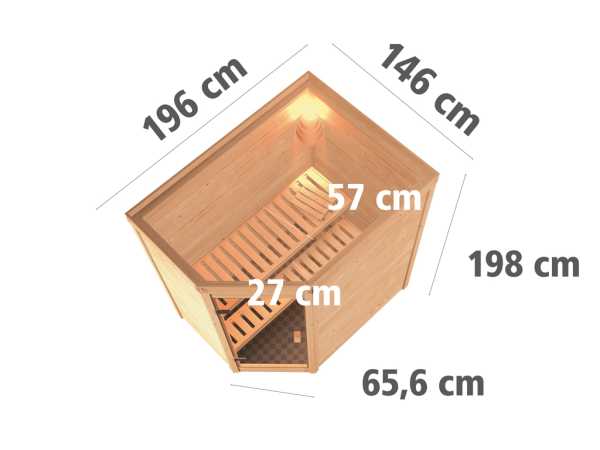 Sauna Massivholzsauna Katie Sparset inkl. 3,6 kW Saunaofen P&P und Steuergerät Finnisch