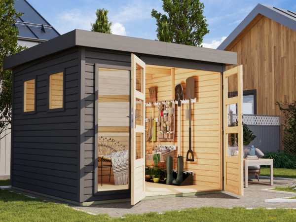 Gartenhaus Lahar 3,5 19 mm rundum terragrau