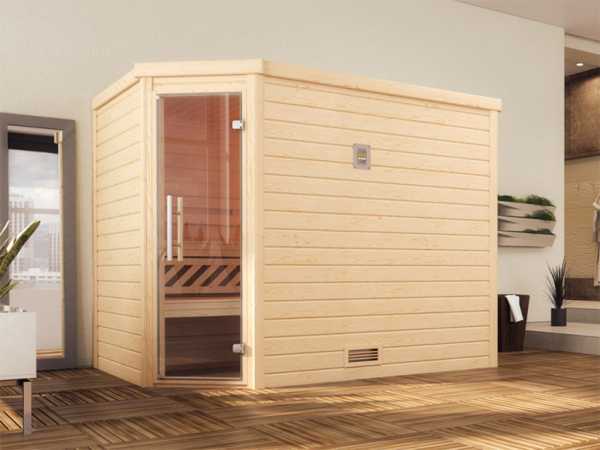 Sauna Massivholzsauna Turku 3 GT graphit Ganzglastür