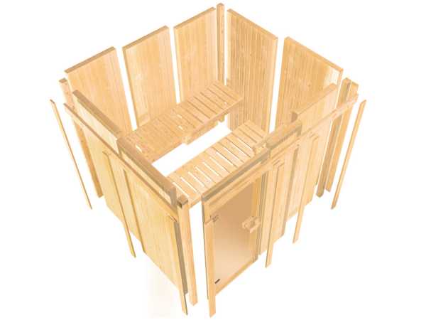 Sauna Systemsauna Premiumsauna Nuri Sparset inkl. 9 kW Saunaofen und Steuergerät Finnisch