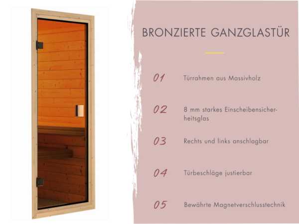 Karibu Massivholzsauna Sophie 3