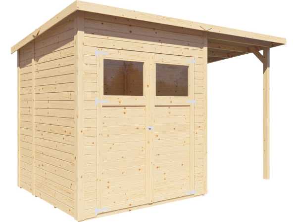 Gartenhaus Marksburg 2 mit Anbau 14 mm natur