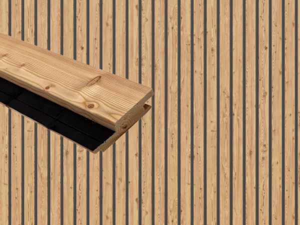 Fassade Rhombusleiste kanadische Lärche mit schwarzer Feder