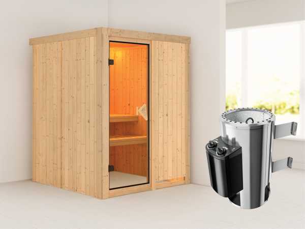 Sauna Systemsauna Minja inkl. Plug & Play Saunaofen Steuerung