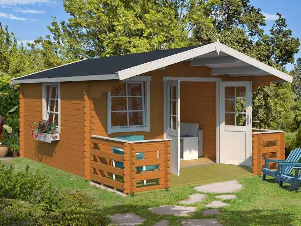 Gartenhaus Blockbohlenhaus Luna 2 28 mm eiche