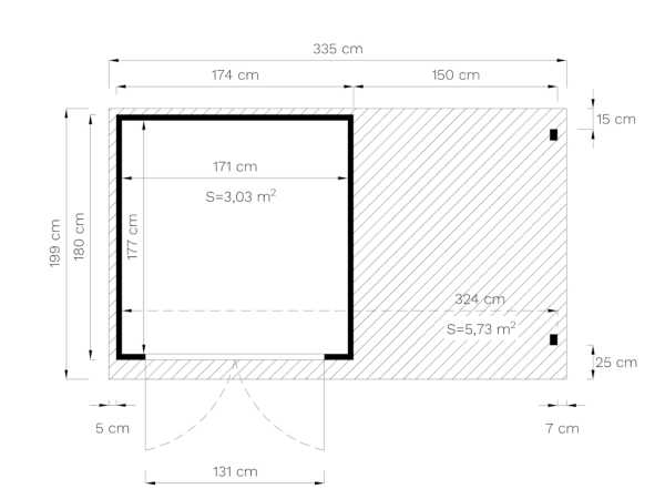 Gartenhaus Marksburg 2 mit Anbau 14 mm natur