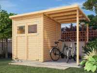 Vorschau: Gartenhaus Marksburg 2 mit Anbau 14 mm natur Vorschau: Gartenhaus Marksburg 2 mit Anbau 14 mm natur