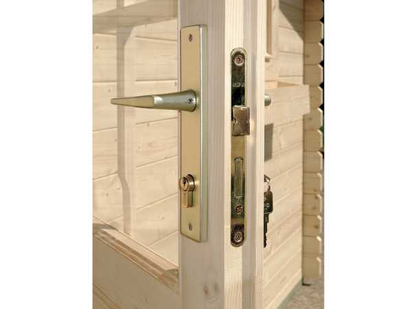 Gartenhaus Blockbohlenhaus CA2977 28 mm naturbelassen mit 3 m Anbau