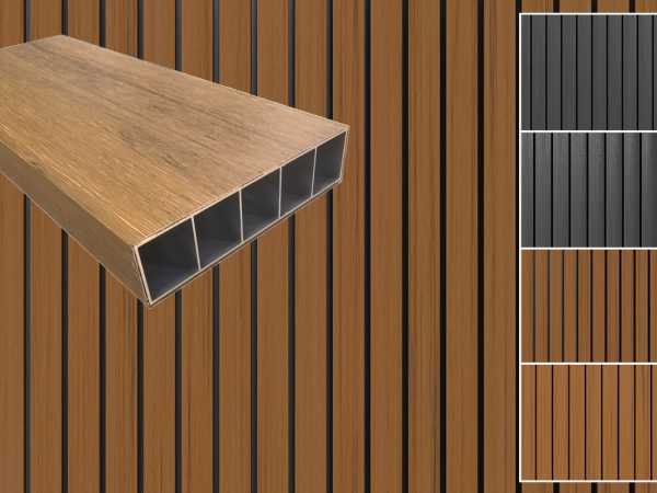 Sonnenbrecher - Fassadenprofil WPC Sonnenschutz Co extrudiert Teak