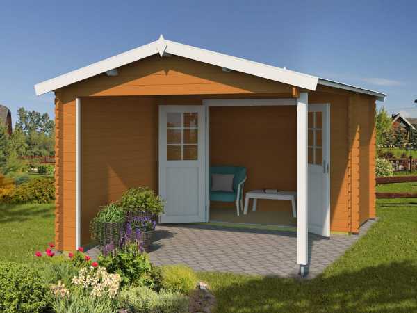 Gartenhaus Blockbohlenhaus Walter 28 mm eiche