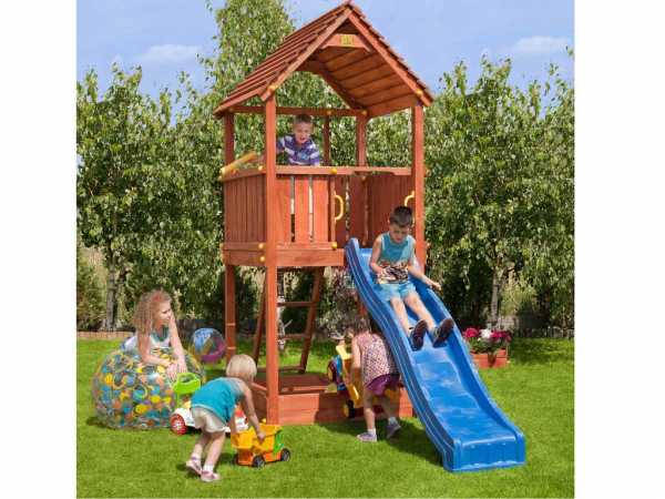 Spielturm XL "Joy" teakfarben inkl. Sandkasten