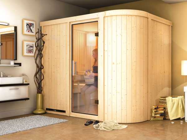 Sauna Systemsauna Titania 4 Klarglas Ganzglastür