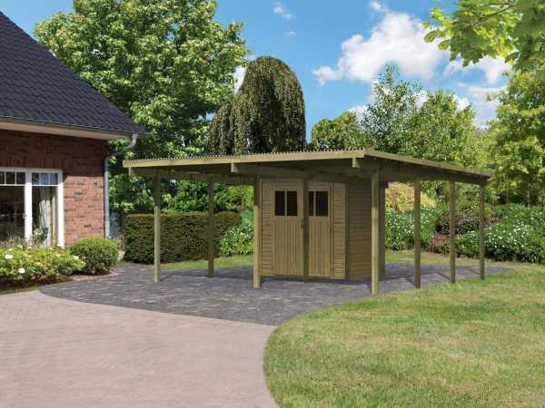 Carport Flachdachcarport mit integriertem Abstellraum 1 kdi