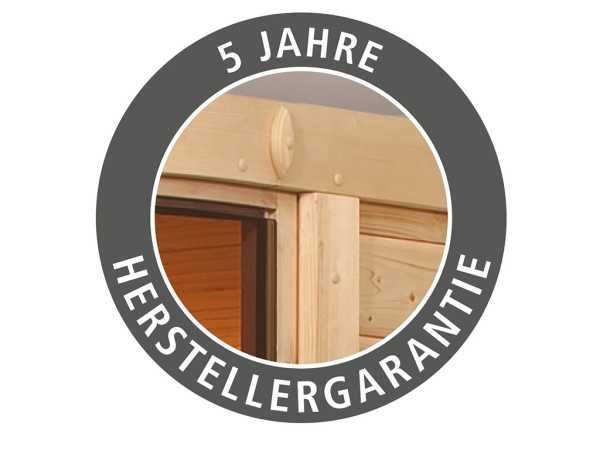 Sauna Systemsauna Siirin mit Dachkranz, inkl. 9 kW Ofen mit externer Steuerung