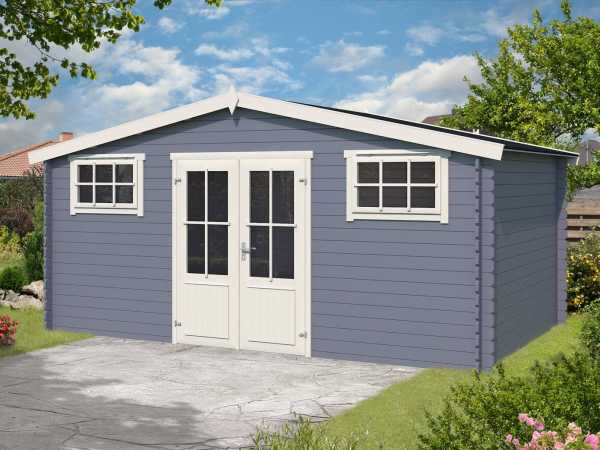Gartenhaus Blockbohlenhaus Washington 28 mm taubenblau
