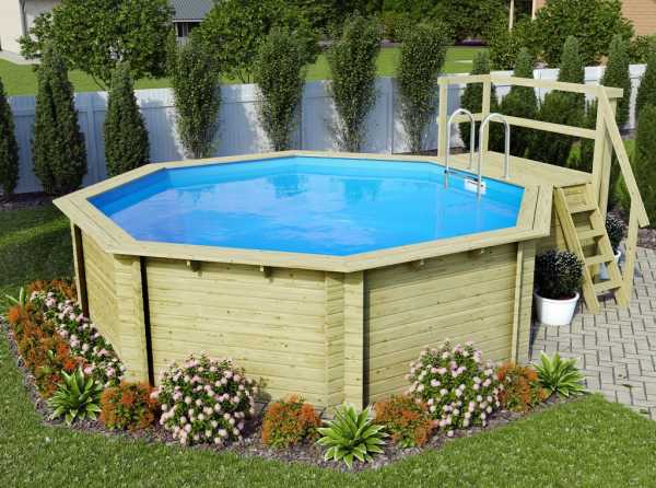 Holzpool Komplettset California Modell 2 B-WARE inkl. Pool Terrasse,Skimmer,Quarzsand&Filteranlage