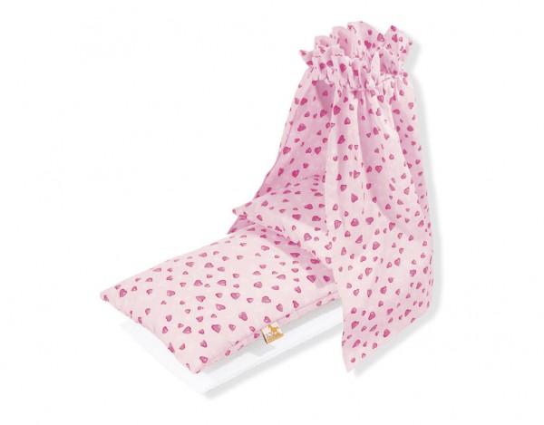 Bettzeug für Puppenwiegen "Herzchen rosa"