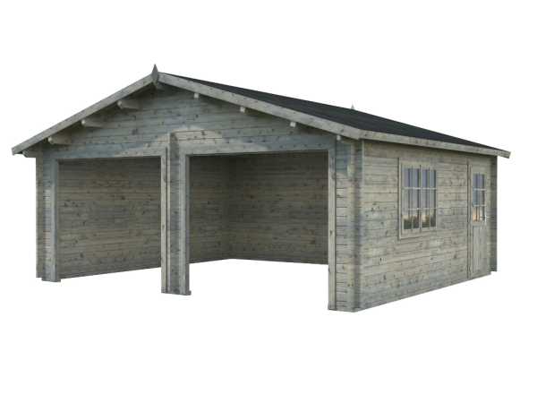 Garage Roger 28,4 m² ohne Tor 44 mm grau tauchimprägniert