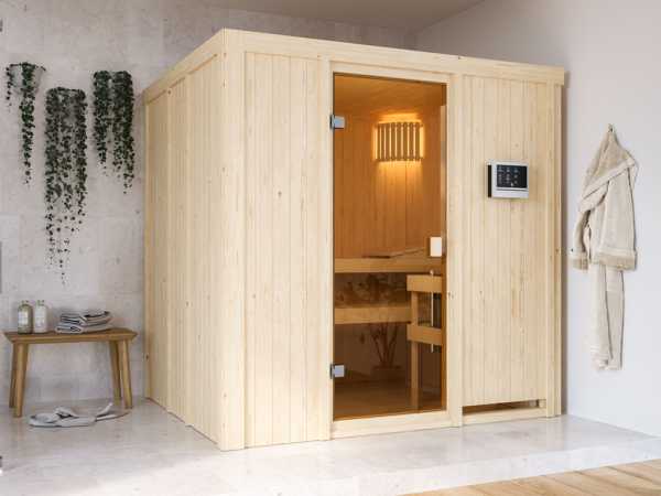 Karibu Elementsauna 68mm Celine 2 SPARSET inkl. 9 kW Bio-Kombiofen und ext. Steuerung