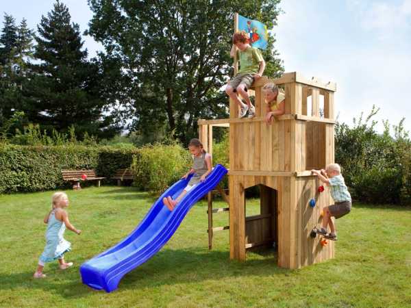 Spielturm FIPS Ritterburg inkl. Rutsche blau