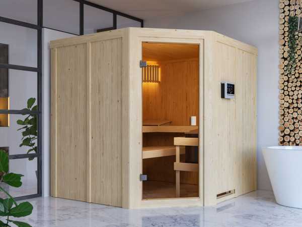 Elementsauna 68 mm Celine 3 SPARSET inkl. 9 kW Saunaofen und ext. Steuerung