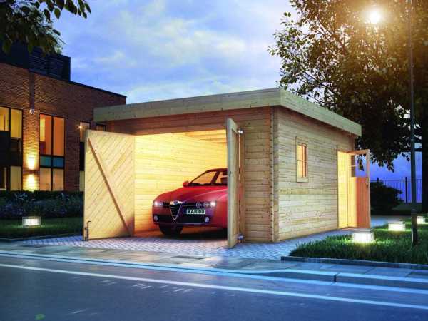 Garage Blockhausgarage mit Tor 40 mm naturbelassen