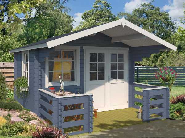 Gartenhaus Blockbohlenhaus Lola 2 28 mm taubenblau