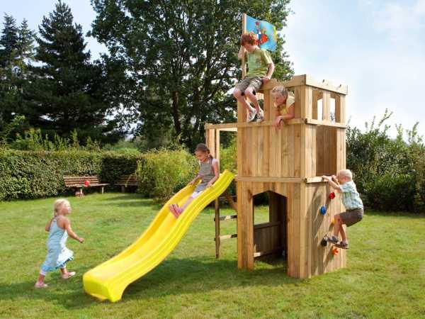 Spielturm FIPS Ritterburg inkl. Rutsche gelb