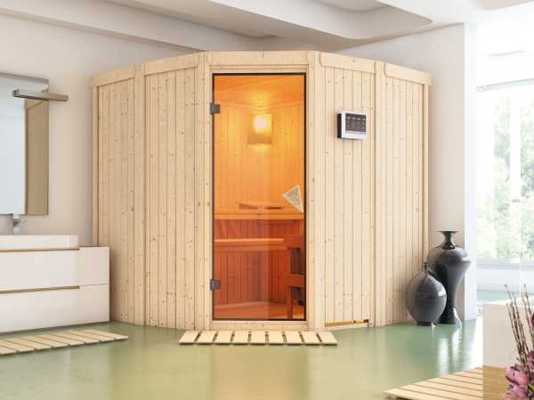 Sauna Systemsauna Simara 1 inkl. 9 kW Bio-Kombiofen ext. Steuerung