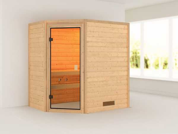 Sauna Massivholzsauna Katie Sparset inkl. 3,6 kW Saunaofen P&P und Steuergerät Finnisch