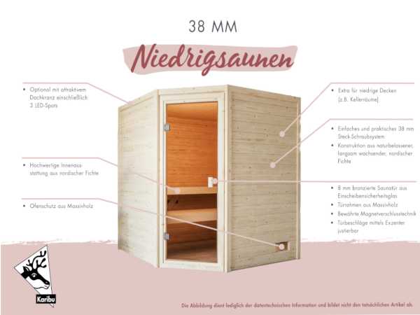 Karibu Massivholzsauna Sophie 3