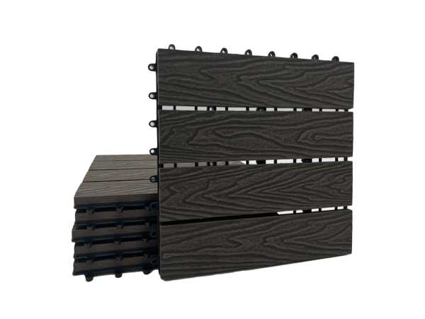 WPC-Terrassenfliese dunkelbraun Holzoptik