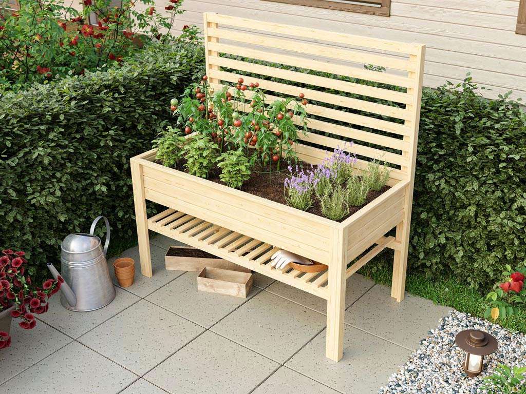 Hochbeet auf Stelzen mit Spalier 19 mm naturbelassen | Hochbeete