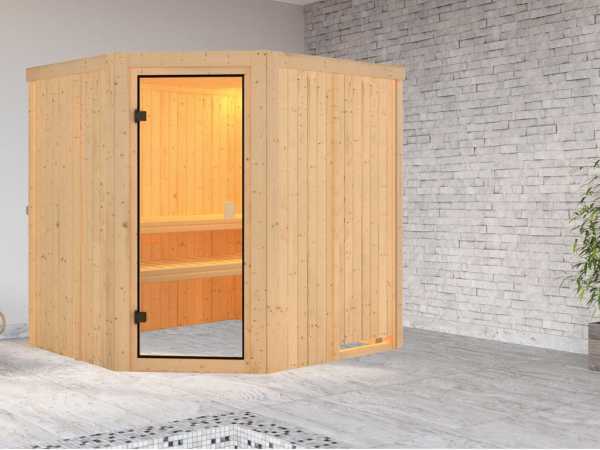 Karibu Elementsauna 68mm Celine 1 SPARSET inkl. 6,8 kW Saunaofen und ext. Steuerung