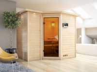 Vorschau: Massivholzsauna Sahib 2 mit Dachkranz, bronzierte Ganzglastür, inkl. 9 kW Bio-Ofen ext. Steuerung Vorschau: Massivholzsauna Sahib 2 mit Dachkranz, bronzierte Ganzglastür, inkl. 9 kW Bio-Ofen ext. Steuerung