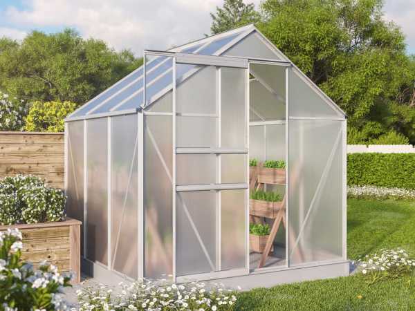 Gewächshaus Leilani Hohlkammerplatte 4 mm, 3,8 m², Aluminium eloxiert