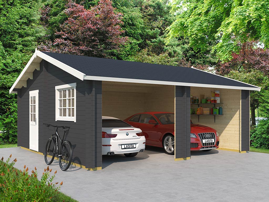Garage Falkland 44 mm carbongrau | Doppelgaragen | Garagen & Garagentore |  Gartenbauten | Garten | Holzprofi24