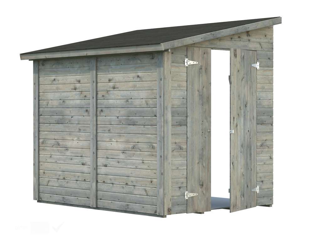 Gerätehaus Blockbohlenhaus Mia 3,4 m² 16 mm grau tauchimprägniert