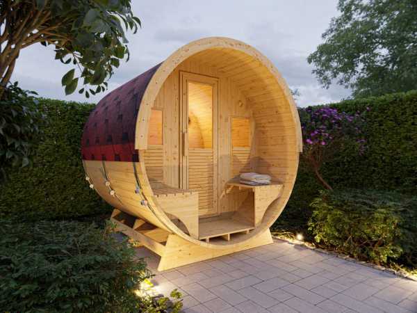 Fasssauna Augusta Fichte Ganzglastür