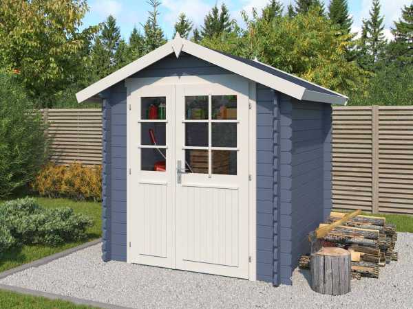 Gartenhaus Blockbohlenhaus Morava B 28 mm taubenblau