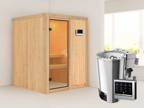 Sauna Systemsauna Minja inkl. Plug & Play Bio-Ofen externe Steuerung