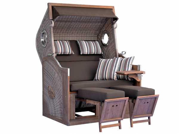 Strandkorb TRENDY PURE Greenline 175 XL antique white Design 742 mit Bullaugen