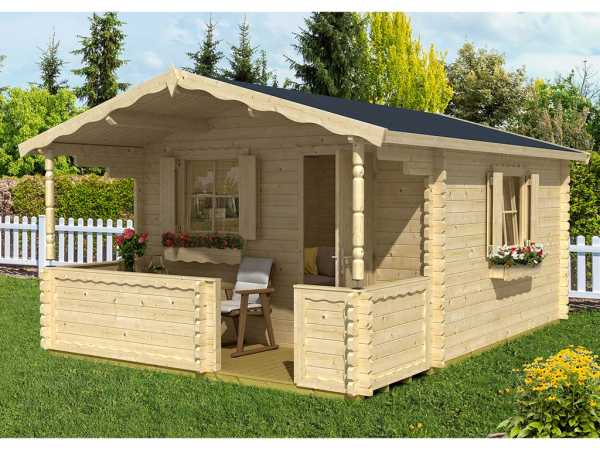 Terrasse für Gartenhaus Cortina 40 carbongrau