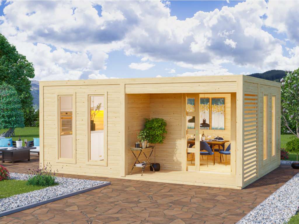 Gartenhaus Blockbohlenhaus 2RaumHaus Ellie 2 40 mm naturbelassen 2