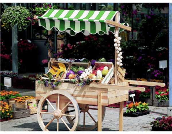 Marktwagen / Marktstand, naturbelassen