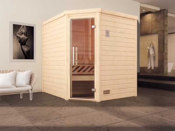Sauna Massivholzsauna Turku 2 GT graphit Ganzglastür