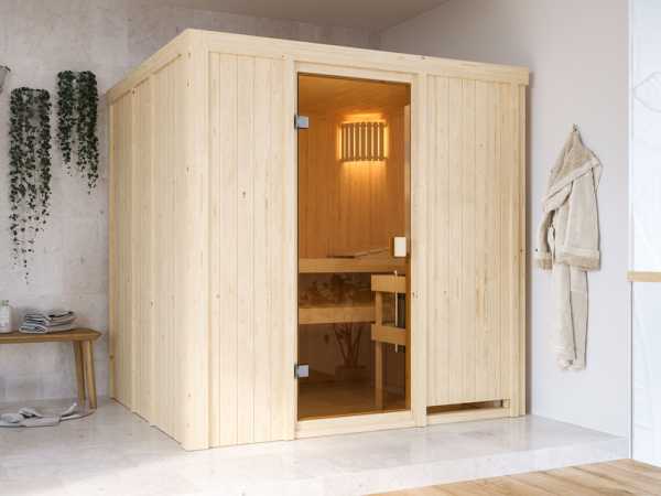 Sauna Tromsö mit bronzierter Glastür