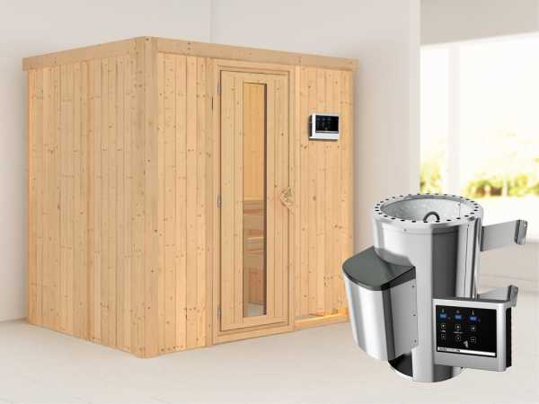 Sauna Systemsauna Fanja Energiespartür + Plug & Play Saunaofen mit externer Steuerung