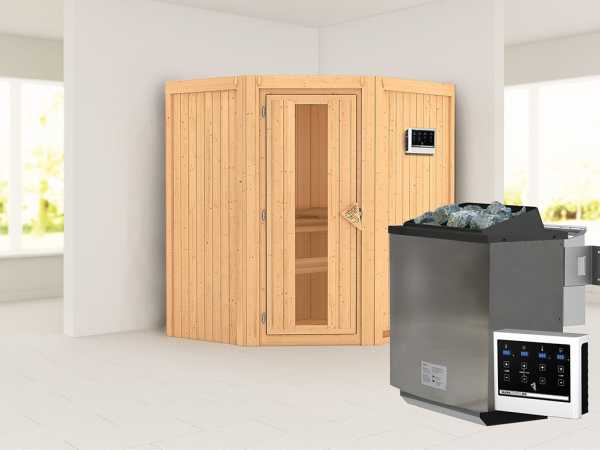 Sauna Systemsauna Taurin, inkl. 9 kW Bio-Ofen mit externer Steuerung